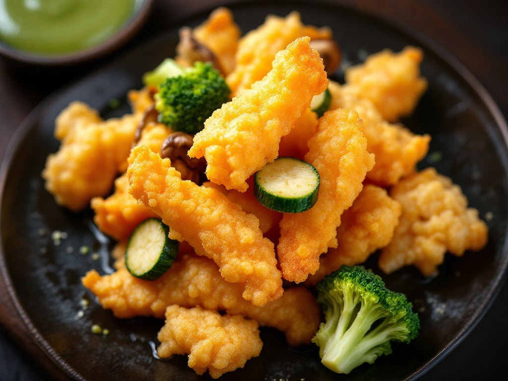 Knuspriges Tempura-Gemüse mit Matcha-Dip