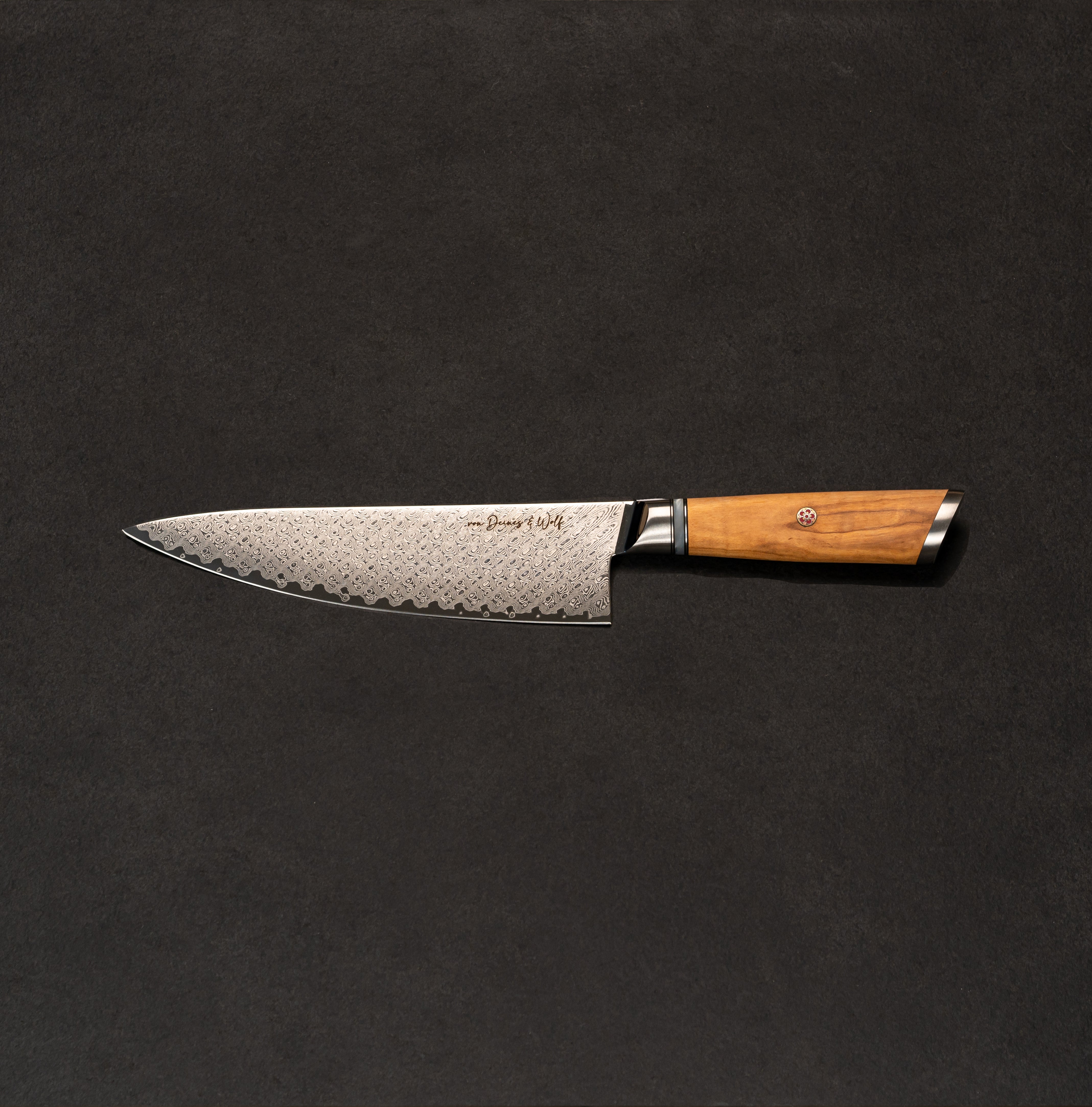 Damast Chefmesser Olive