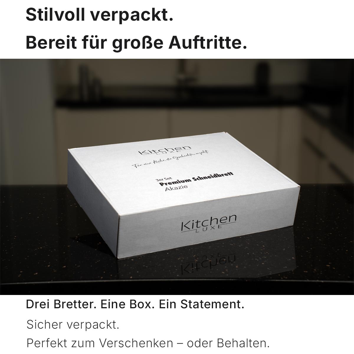 Schneidbrett Set Akzie in Verpackung als Geschenk