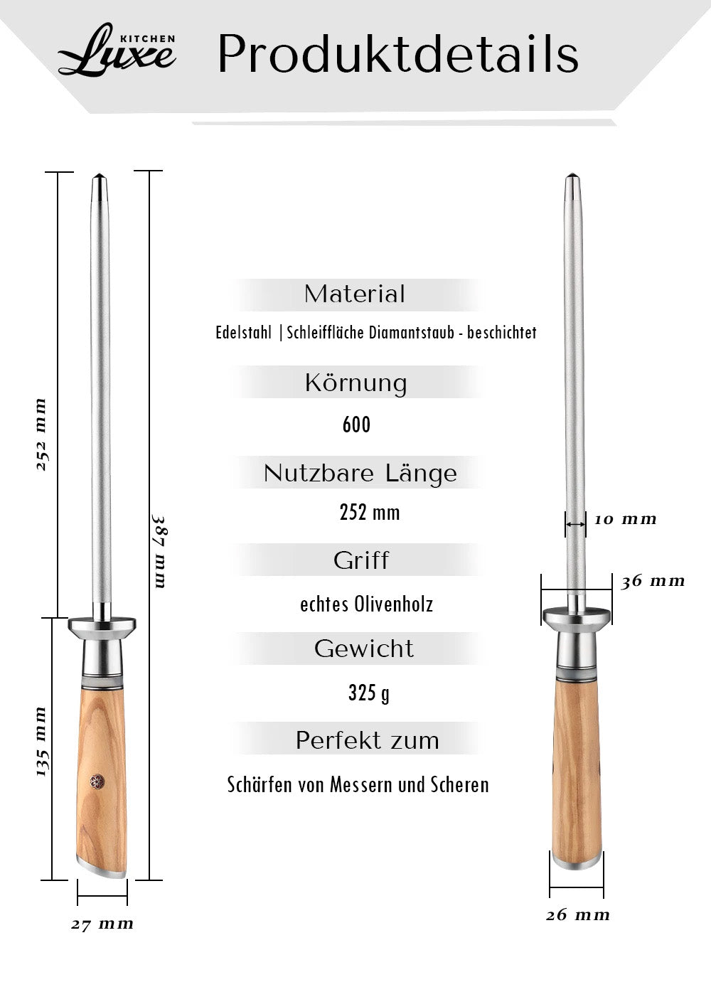 Messer Wetzstahl "Olive"