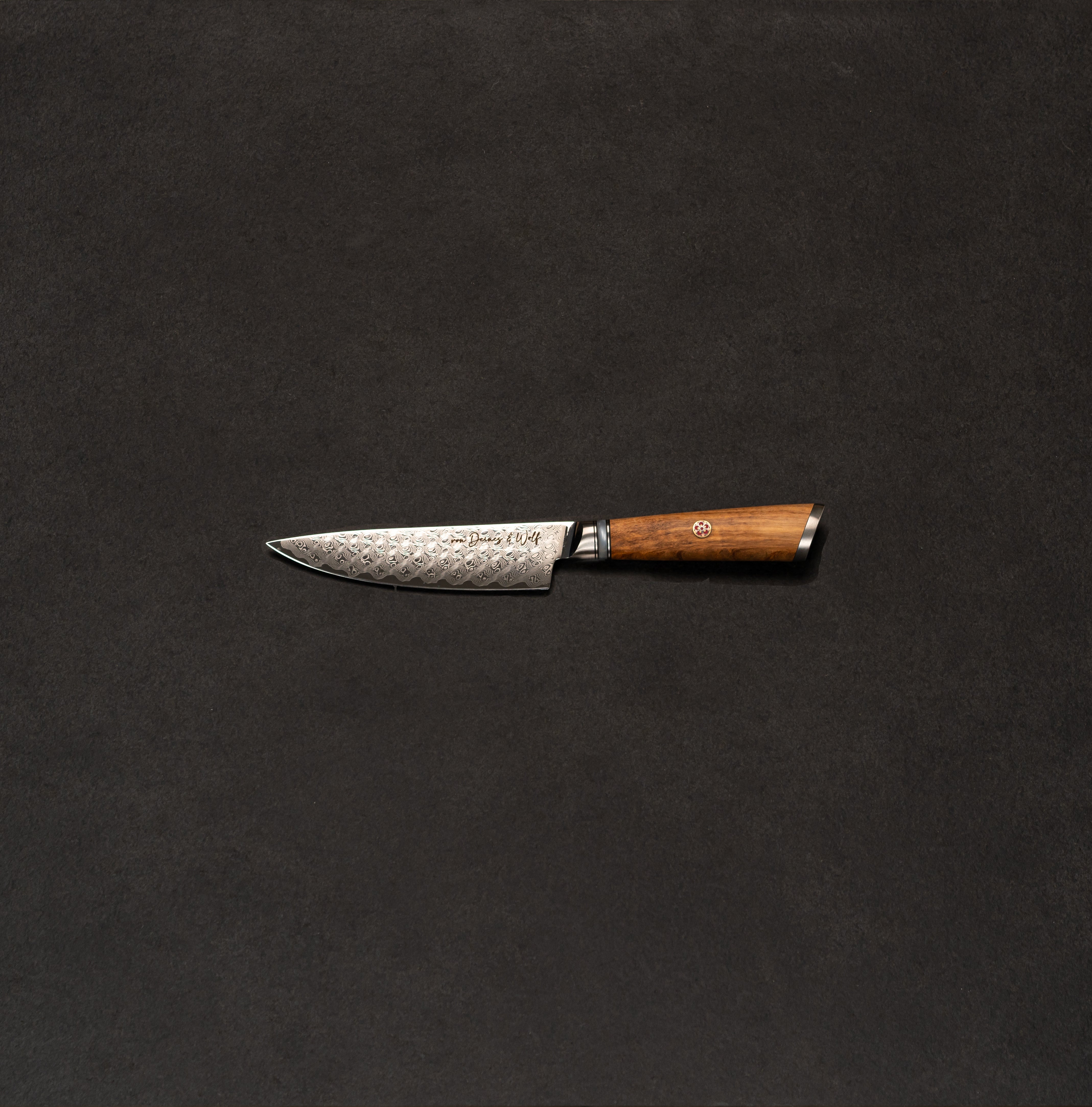 Damastmesser Universalmesser mit Olivenholzgriff