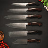 Damastmesser Sandelholz Produktfoto 6-teiliges Messerset, extrem scharfe Küchenmesser, VG10 Stahl