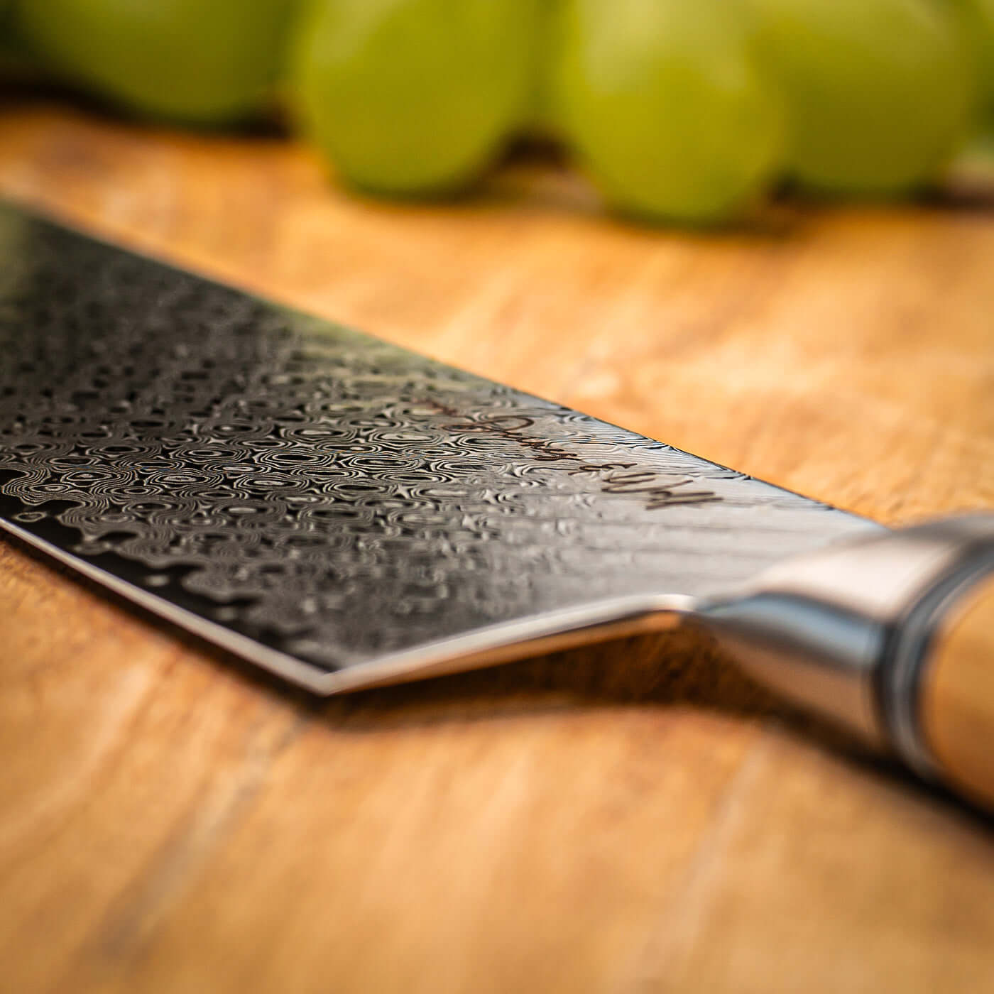 Detailansicht Damastmesser Olive