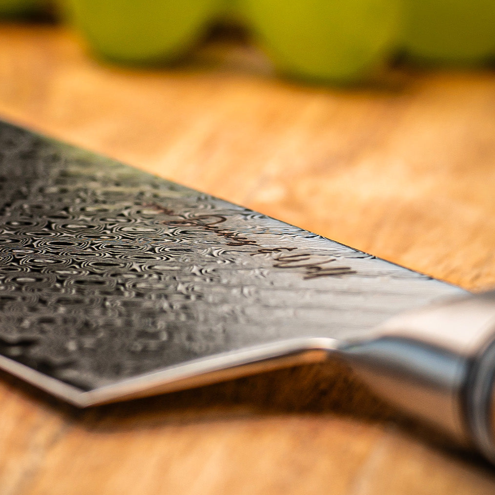 Damastmesserset "Olive" inkl. Messerhalter Ashcube