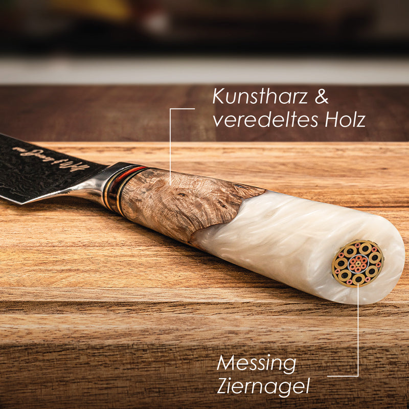 Damastmesserset „Resin“ inkl. Messerhalter