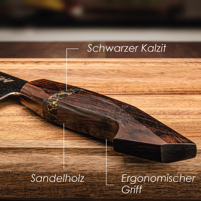 Damast Messerset "Sandelholz" inkl. Messerhalter Ashcube