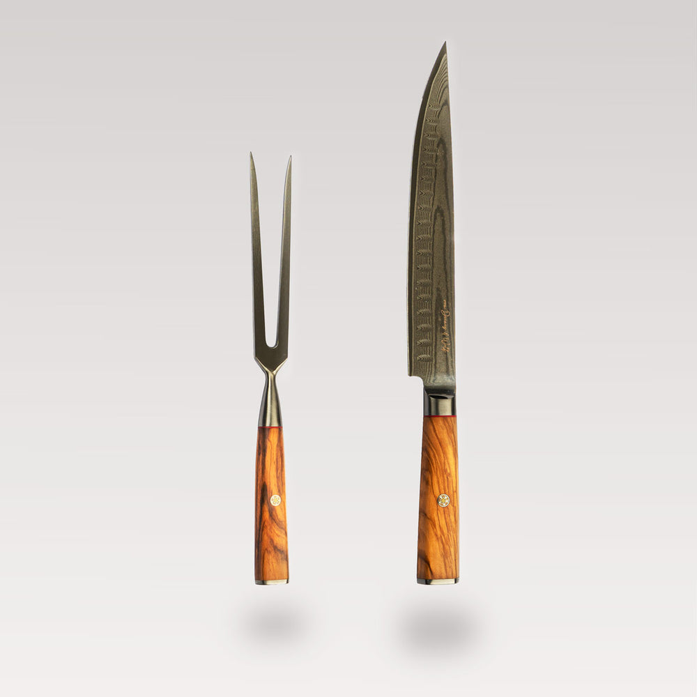 Damast Tranchierset aus 67 Lagen Damaststahl von von Deines & Wolf Kitchen Luxe