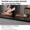 Damastmesser Santoku Olive Dorade filetieren