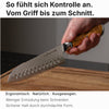 Der ergonomisch geformte Griff der Damastmesser liegt perfekt in der Hand