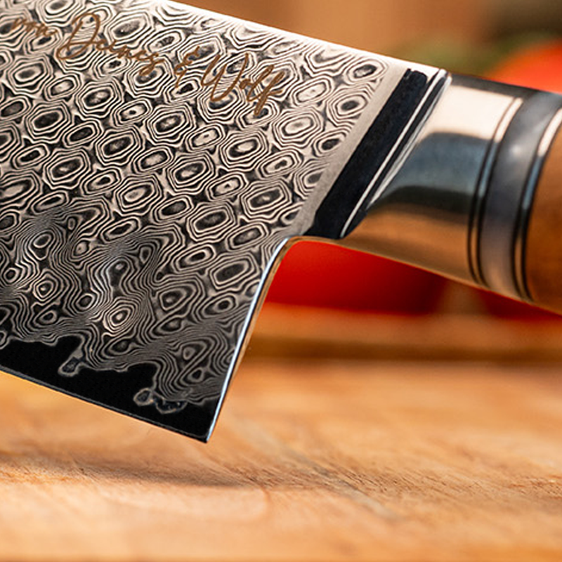 Klingenmuster Damastmesser Olive