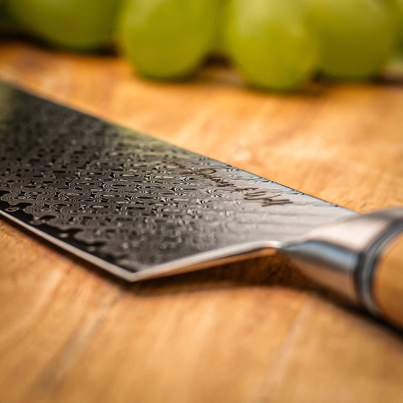 Detailansicht Damastmesser Olive 