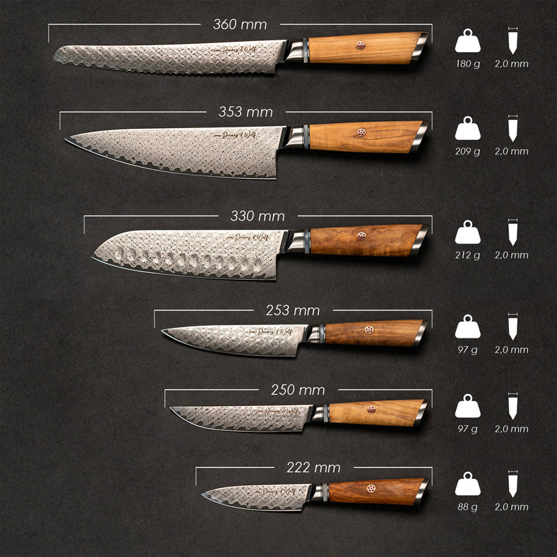 Damast Messerset "Olive"